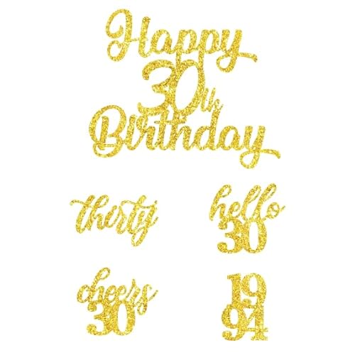 ALEGRE® 25 Stück Glitzer 30. Geburtstag Cupcake Topper (kuchendeko 30. geburtstag gold) von ALEGRE