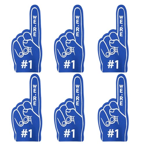 ALEGRE® 6 Stk Schaumstoff Finger, Mini Schaumfinger Nummer 1, Inspirierend Sportfan Zubehör, Party Gadgets, Schaumstoff Hand für Spiele, Stadion, Events, Cheerleading Jubeln, Weltmeisterschaft(Blau) von ALEGRE