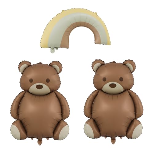 ALEGRE® Bär Geburtstag Deko,Bär Folienballon Set,Bären Geburtstagsdeko Junge Mädchen,Bär Luftballons Tiere Ballons,Bär Braunen Helium Ballons für Deko Kindergeburtstag,Waldtiere Geburtstag,Baby Shower von ALEGRE
