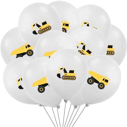 ALEGRE® Bagger Luftballons Deko, 20 Stück Baustelle Geburtstag Deko Ballons, Baustellen Party Kindergeburtstag, Luftballons Kindergeburtstag Deko,Fahrzeuge Latex Ballon für Auto Thema Party Dekoration von ALEGRE