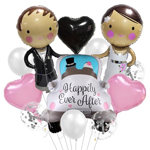 ALEGRE® Brautpaar Luftballons Hochzeit Deko, 12 Stück Just Married Deko Mr and Mrs Folienballon Hochzeitsdeko, Deko Hochzeite Verlobung, Hochzeit Ballons für Standesamt Deko, Hochzeitstag Party Deko von ALEGRE