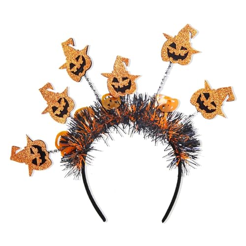 ALEGRE® Kürbis Haarband Halloween Deko, Ohren Haarreif Mit Glitzereffekt, Dekoration Accessoires, Haarschmuck Stirnband für Halloween Weihnachten Karneval Party Kostüm von ALEGRE