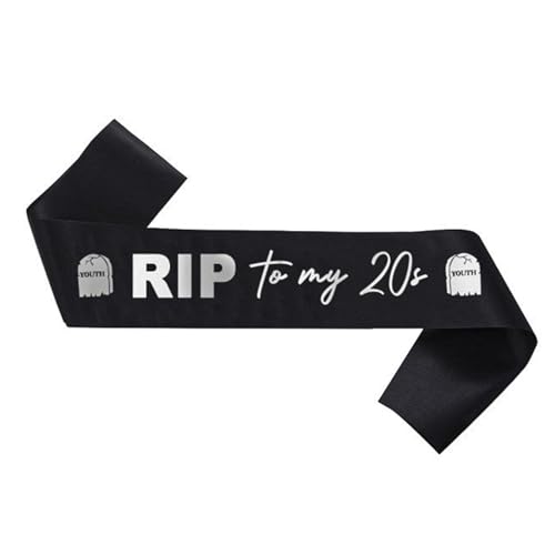 ALEGRE® RIP to My 20s Schärpe, 30 Geburtstag Deko Sash, Rip Twenties Deko Geburtstagsschärpe, Rip 20s Deko für Frauen, Death to My Twenties Dekorationen Schärpe für Deko 30 Geburtstag von ALEGRE