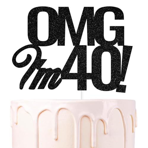 ALEGRE® Tortendeko 40. Geburtstag für Männer und Frauen - Cake Topper Happy Birthday Kuchendeko, Schwarz - Geburtstagsdeko 40 Jahre von ALEGRE