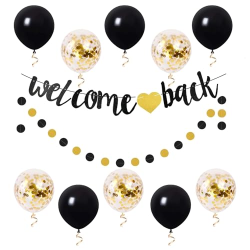 ALEGRE Welcome Back Deko Ballon,Girlande Willkommen Zuhause Deko,Welcome Home Deko Set mit Welcome Back Banner und Konfetti Luftballons,Willkommen Deko für Babyshower,Familie Party,Einweihungs Party von ALEGRE