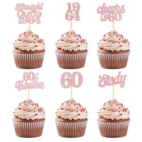 ALEGRE 24 Stück Tortendeko 60 Geburtstag Frau Mann,Straight Outta 1964 Cupcake Topper 60 Geburtstag,Glitzer 60 Geburtstag Deko Kuchen,Roségold Muffin Deko für 60 Geburtstag Party Supplies ALEGRE 24 Stück Tortendeko 60 Geburtstag Frau Mann,Straight Outta 1964 Cupcake Topper 60 Geburtstag,Glitzer 60 Geburtstag Deko Kuchen,Roségold Muffin Deko für 60 Geburtstag Party Supplies von ALEGRE