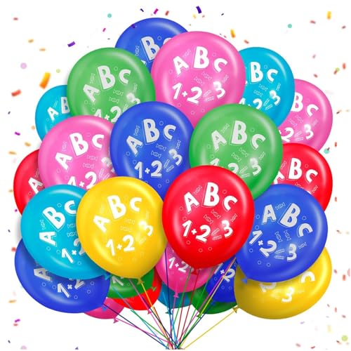 ALEGRE 30 Stk Luftballons Einschulung Deko Bunt,Schulanfang Deko Einschulung Mädchen Junge,ABC Schulkind Luftballon Schulanfang 2025, Schulkind Ballon für Einschulungsfeier, Schuleinführung Party Deko von ALEGRE