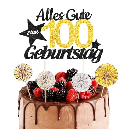 ALEGRE Torten Deko 100. Geburtstag Mann Frau, 5 Stk Tortendeko, Kuchendeko, Alles Gute zum Geburtstag, Männer Frauen Kuchen Deko, Cake Topper 100 Jahre von ALEGRE