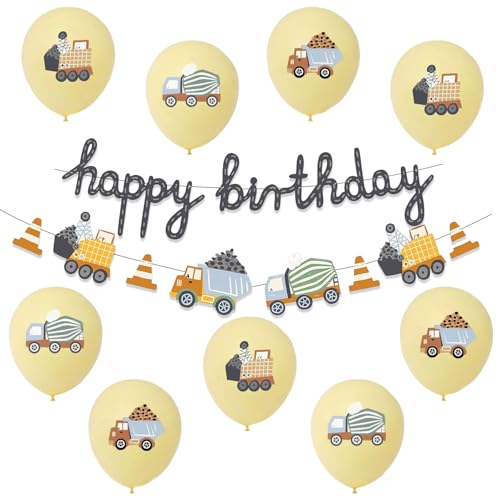 ALEGRE Bagger Deko Kindergeburtstag, Bagger Luftballons Geburtstag, Baustellen Geburtstagsdeko Mädchen Junge, Fahrzeuge Baustelle Happy Birthday Girlande, Bagger Ballon für Auto Thema Party Dekoration ALEGRE Bagger Deko Kindergeburtstag, Bagger Luftballons Geburtstag, Baustellen Geburtstagsdeko Mädchen Junge, Fahrzeuge Baustelle Happy Birthday Girlande, Bagger Ballon für Auto Thema Party Dekoration von ALEGRE