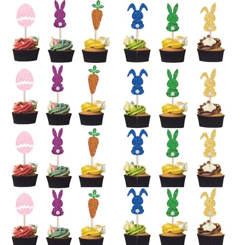 ALEGRE Ostern Cupcake Topper Hasen Deko,24 Stück Glitzer Kuchen Deko Ostern,Möhren Tortendeko Ostern Party Deko,Osterei Tortenaufleger für Ostern Kinder Geburtstag Party ALEGRE Ostern Cupcake Topper Hasen Deko,24 Stück Glitzer Kuchen Deko Ostern,Möhren Tortendeko Ostern Party Deko,Osterei Tortenaufleger für Ostern Kinder Geburtstag Party von ALEGRE