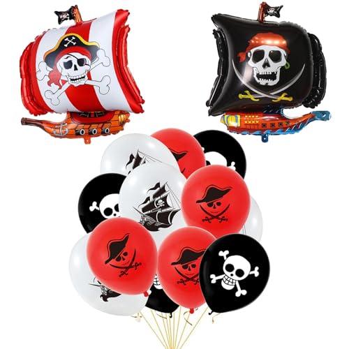 ALEGRE Piraten Geburtstag Luftballons,Piraten Deko Kindergeburtstag,Piratenschiff Geburtstag Deko Folienballon,Geburtstagsdeko Junge Mädchen,Heliumballon für Party Geburtstag,Piraten Kindergeburtstag von ALEGRE