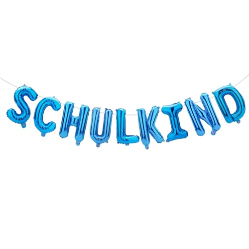 Schulkind Folienballon Blau, Einschulung Deko Luftballon Girlande Banner, 2025 Schulanfang Deko Einschulung Junge Mädchen, Hängende Schulkind Ballon für Einschulungsfeier, Schuleinführung Party Deko von ALEGRE