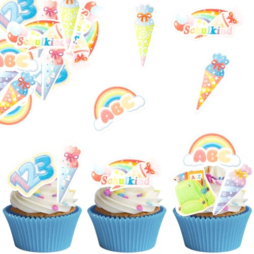 ALEGRE Cupcake Topper Einschulung,48 Stk Essbare Tortendeko Einschulung Kuchen Deko,Essbare Schulkind Deko für Torten,Kuchendeko Schulanfang,Endlich Schulkind 2025 Muffin Deko Schultüte Mädchen Junge ALEGRE Cupcake Topper Einschulung,48 Stk Essbare Tortendeko Einschulung Kuchen Deko,Essbare Schulkind Deko für Torten,Kuchendeko Schulanfang,Endlich Schulkind 2025 Muffin Deko Schultüte Mädchen Junge von ALEGRE