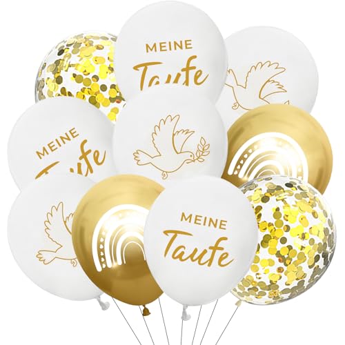 ALEGRE Taufe Deko Luftballon Weiß Gold,20 Stk Taufdeko Luftballons Taufe,Deko Taufen Mädchen Junge,Taube Regenbogen Muster Tauf Helium Ballon für Babyparty,Kommunion,Konfirmation,Babyshower Party Deko ALEGRE Taufe Deko Luftballon Weiß Gold,20 Stk Taufdeko Luftballons Taufe,Deko Taufen Mädchen Junge,Taube Regenbogen Muster Tauf Helium Ballon für Babyparty,Kommunion,Konfirmation,Babyshower Party Deko von ALEGRE