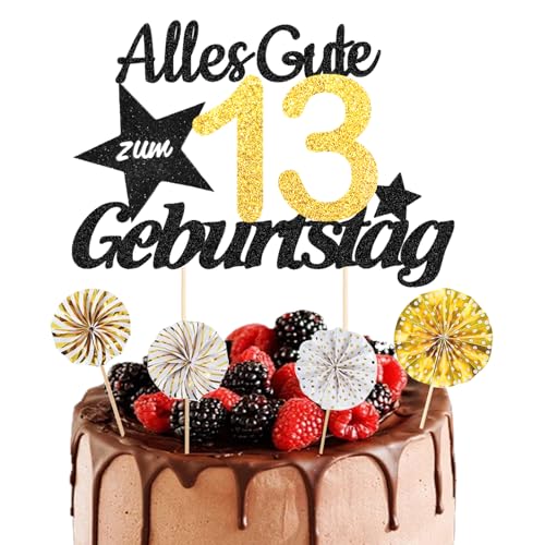 Tortendeko 13 Geburtstag Mädchen Jungen, 5 Stk Torten Deko 13. Geburtstag Junge Mädchen Teenager,Glitzer Kuchendeko Geburtstag 13 Jahre Junge,Cake Topper 13 Geburtstag Deko,Geburtstagsdeko 13 Jahre von ALEGRE