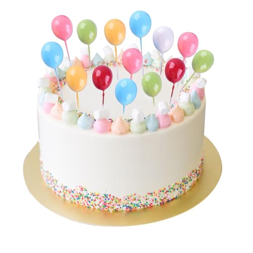 ALEGRE Tortendeko Kugeln,Schaum Ball Kuchen Deko Geburtstag,18 Stück Bunt Kugel Cake Topper Geburtstag,Kugeln Deko für Torten,Kugel Kuchendeko für Geburtstag, Hochzeit,Babyparty,2,5x12cm von ALEGRE