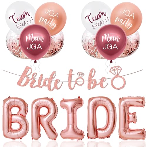 Bride to Be Deko Roségold, Jga Deko Frauen Set mit Bride Luftballons und Bride to Be Girlande, Junggesellenabschied Frauen Deko, Jga Ballons für Verlobung, Bachelorette, Jahrestag, Hochzeit Party Deko Bride to Be Deko Roségold, Jga Deko Frauen Set mit Bride Luftballons und Bride to Be Girlande, Junggesellenabschied Frauen Deko, Jga Ballons für Verlobung, Bachelorette, Jahrestag, Hochzeit Party Deko von ALEGRE