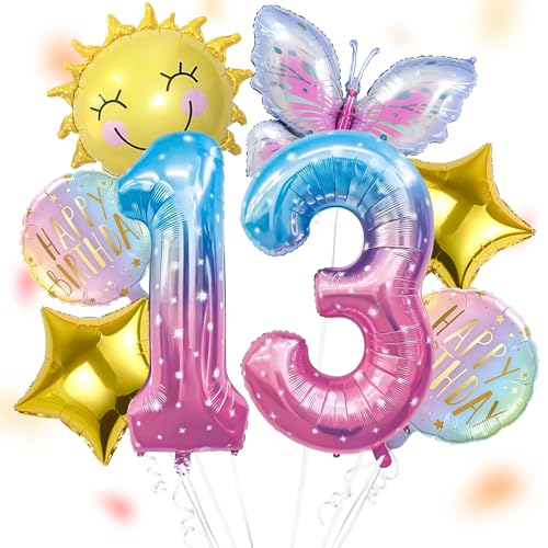 Sonne Schmetterlinge Luftballon 13 Jahre Mädchen, Schmetterling Geburtstagsdeko Mädchen 13 Jahre, Schmetterling Deko 13. Geburtstag Folienballon, Kindergeburtstag Deko für Schmetterling Themen Party Sonne Schmetterlinge Luftballon 13 Jahre Mädchen, Schmetterling Geburtstagsdeko Mädchen 13 Jahre, Schmetterling Deko 13. Geburtstag Folienballon, Kindergeburtstag Deko für Schmetterling Themen Party von ALEGRE