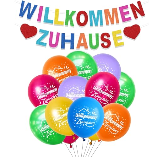 Willkommen Zuhause Deko mit Herzlich Willkommen Girlande und Luftballons, Herzlich Willkommen Zurück Ballon Bunte, Welcome Home Party Deko, Welcome Back Ballons für Babyshower,Hochzeit, Familie Partei Willkommen Zuhause Deko mit Herzlich Willkommen Girlande und Luftballons, Herzlich Willkommen Zurück Ballon Bunte, Welcome Home Party Deko, Welcome Back Ballons für Babyshower,Hochzeit, Familie Partei von ALEGRE