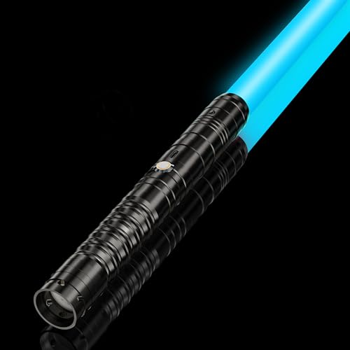 Lichtschwert Kinder & Erwachsene, USB-C Ladefunktion, RGB 15 Farben, 2-in-1 Duell Lightsaber mit 4 Modi, Metallgriff & robustem Schwert, Laserschwert Set 2 Stück (Schwarz 1pc) von ALEIFLE