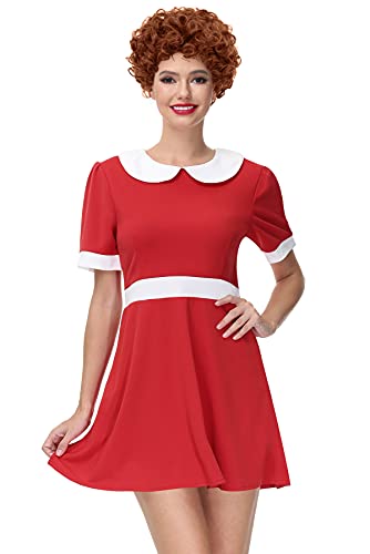 ALIREVERIE Damen Halloween Kurzarm Mini Puppe Kleid Vintage Aniee Party Cosplay Peter Pan Kragen Kostüm Rot L von ALIREVERIE