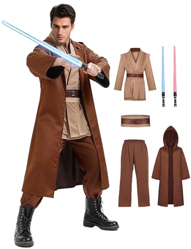 ALIZIWAY Jedi Kostüm Erwachsene Anakin Skywalker Kostüme Robe Anzüge Kapuze Kylo Ren Knight Obi Wan Kenobi Cosplay Halloween Kostüme Umhang Tunika Herren Outfits mit Lichtschwert Y056BRXXL ALIZIWAY Jedi Kostüm Erwachsene Anakin Skywalker Kostüme Robe Anzüge Kapuze Kylo Ren Knight Obi Wan Kenobi Cosplay Halloween Kostüme Umhang Tunika Herren Outfits mit Lichtschwert Y056BRXXL von ALIZIWAY