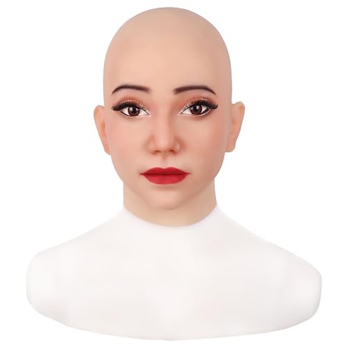 ALKANI Weiche Silikon Falsche Maske Realistische Weibliche Handgemachte Silikon Vollgesichtsmaske Geeignet Für Crossdresser Crossdressers Cosplay Transgender Maskerade Halloween (Color : Lvory White) von ALKANI