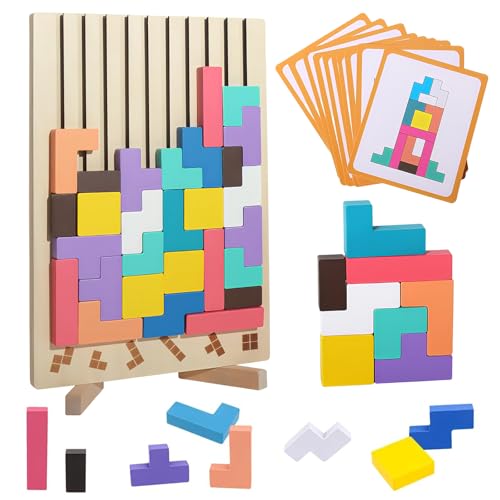 ALKNOT - Holzpuzzle Tetris, Lernspielzeug, Montessori-Spiele, Intelligenz Jigsaw, Gehirn Spielzeug, bunt, geometrische Blöcke Tetris, Geschenk für Kinder ALKNOT - Holzpuzzle Tetris, Lernspielzeug, Montessori-Spiele, Intelligenz Jigsaw, Gehirn Spielzeug, bunt, geometrische Blöcke Tetris, Geschenk für Kinder von ALKNOT
