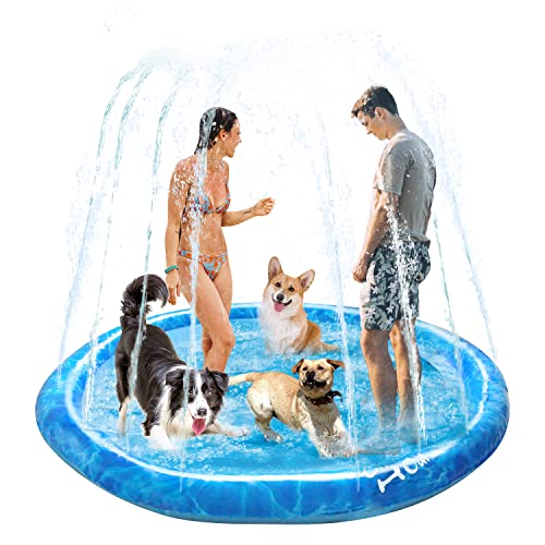 Hund Sprinkler Wasser Pad Matte Outdoor Hund Kühlen Spritzwasser Spielzeug Rutsch Hund Schwimmen Pad für Kinder und Haustiere, groß(150 * 150) von ALL FOR PAWS