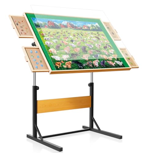 ALL4JIG Puzzle-Tisch für Erwachsene, 1500 Teile, Puzzle-Tisch aus Holz mit 4 Schubladen, verbesserte Stabilität und optimiertes leichtes Design, Puzzles für Erwachsene von ALL4JIG