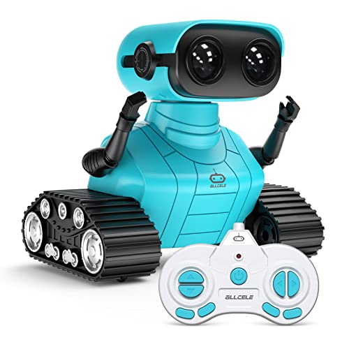ALLCELE Roboter Kinder Spielzeug, Wiederaufladbares Ferngesteuertes, mit LED-Augen Musik und Interessanten Geräuschen für ab 3 4 5 6 7 8 Jahre Jungen und Mädchen Geschenk -Blue von ALLCELE