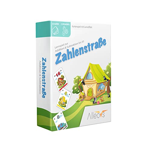 ALLEOVS® Zahlenspiel „Zahlenstraße“ Mathe Lernspiel zur Addition & Subtraktion für Kinder ab 6 Jahren - Mathematik Spiel Zahlen-Lernspiel – Zahlen Lernen Rechenspiel für Rechnen im Kopf Grundschule von ALLEOVS