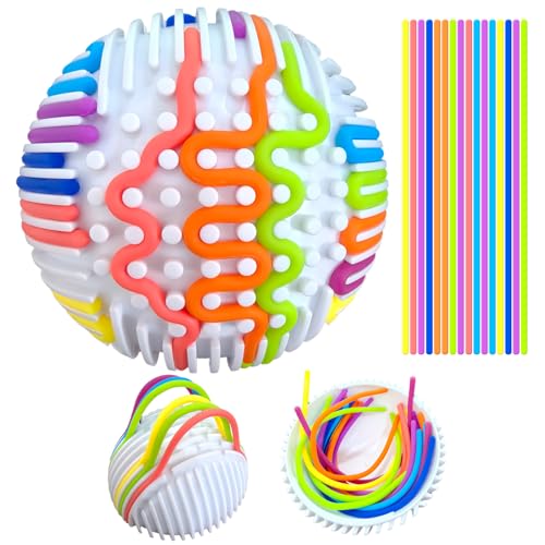 Silikon Sensorikspielbrett Kinder, Sensory Busy Activity Board mit 16 lebensmittelechten Silikonschnüren, Sensorik Activity Board für Kinder und Erwachsene ab 3 Jahren（Kugelförmig） von ALLILUYAA