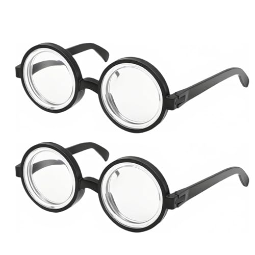 ALLY-MAGIC Schwarze Nerd-Brille, 2 Stück, runde Brille für Kostüme, Retro, lustige Brillen, Neuheit für Kinder und Erwachsene, Halloween, Party, Cosplay, Kostümzubehör, Y7HYYJ von ALLY-MAGIC