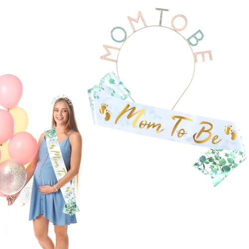 ALLY-MAGIC Y4YYTZ Schärpe und Tiara, Babyparty-Dekoration, Mumien-Schärpe, Party-Zubehör-Set für Geschenke an Mama, Zubehör, Dekoration, Gastgeschenk, Partyzubehör von ALLY-MAGIC