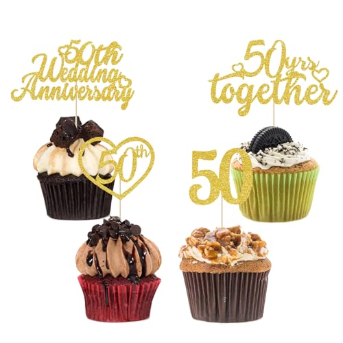 ALLY-MAGIC Y4ZNCP Cupcake-Topper zum 50. Hochzeitstag, Kuchendekoration für Feiern, Partyzubehör, goldfarben, 12 Stück ALLY-MAGIC Y4ZNCP Cupcake-Topper zum 50. Hochzeitstag, Kuchendekoration für Feiern, Partyzubehör, goldfarben, 12 Stück von ALLY-MAGIC
