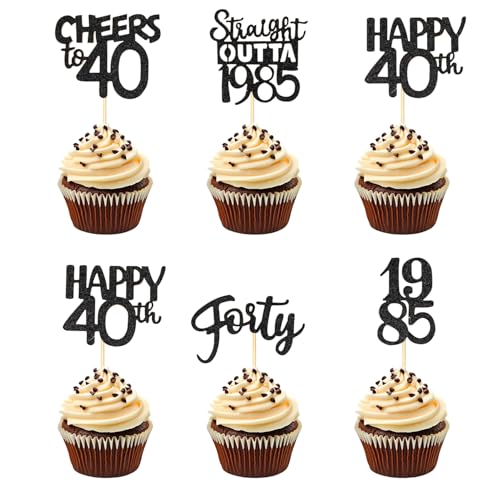 ALLY-MAGIC Y9HSSRCP40 Cupcake-Topper zum 40. Geburtstag mit Aufschrift "Cheers to 40 Fabulous Forty Cupcake", 40. Geburtstag, Hochzeitstag, Party-Kuchendekorationen ALLY-MAGIC Y9HSSRCP40 Cupcake-Topper zum 40. Geburtstag mit Aufschrift "Cheers to 40 Fabulous Forty Cupcake", 40. Geburtstag, Hochzeitstag, Party-Kuchendekorationen von ALLY-MAGIC