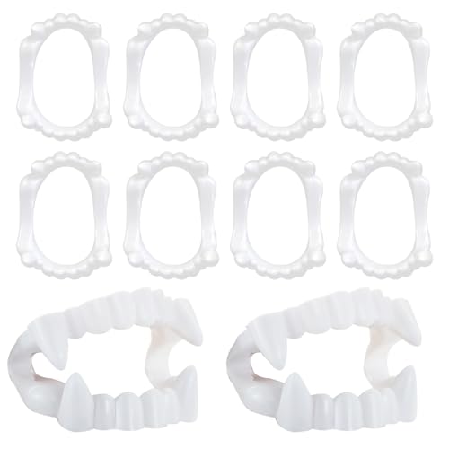 Vampirzähne aus Kunststoff, 10 Stück, weiße Zähne, gruselig, Halloween, Werwolf, Zombie, künstliche Zähne, Cosplay-Requisiten für Erwachsene, Halloween, Party, Kostümzubehör, Y7BSYT Vampirzähne aus Kunststoff, 10 Stück, weiße Zähne, gruselig, Halloween, Werwolf, Zombie, künstliche Zähne, Cosplay-Requisiten für Erwachsene, Halloween, Party, Kostümzubehör, Y7BSYT von ALLY-MAGIC