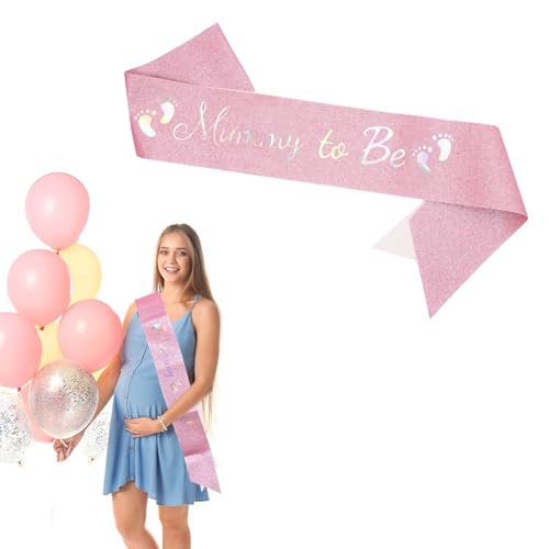 Y8MMFSJD Schärpe für werdende Mütter, rosa Babyparty, Satin-Schärpe für werdende Mütter, werdende Mütter, Babyparty, Geschlechtsoffenbarung, Partyzubehör von ALLY-MAGIC