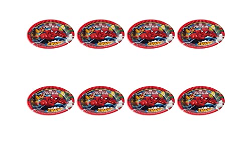 ALMACENESADAN 8435510306571 Spiderman Packung mit 16 Spider-Man-Karton, ideal für Partys und Geburtstage, Durchmesser 20 c, bunt von ALMACENESADAN