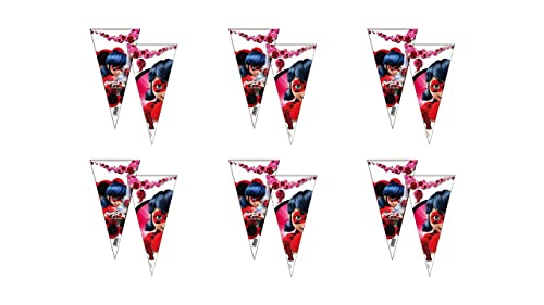 ALMACENESADAN 8435510347918 4791 Party-Set Lady Bug, Miraculous, bestehend aus 12 Partytüten und Geburtstagstüten, Maße 20 x 40 cm von ALMACENESADAN