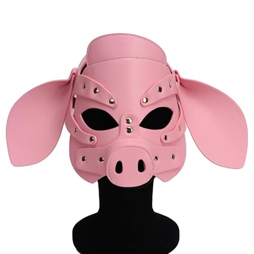 ALMYMM Schwein Maske Leder Einstellbar,Tiermaske Schwein Maskerade Maskerade Masken Party Cosplay Kostüm Cosplay Halloween Party Festival Supplies (Rosa) von ALMYMM