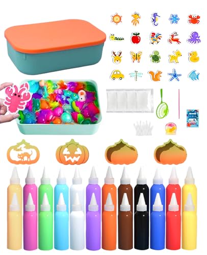 ALONK Magic Water Elf Gel Set, Squishy Selber Machen Set mit 24 Farben & 26 Formen, 3D Wasser Gels für Kinder (Tier- und Kürbisformen) von ALONK