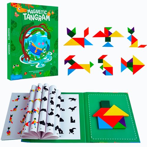 ALPESU KIDS – Tangram magnetisch für Kinder ab 3 Jahren – Montessori IQ Spiele & Lernspielzeug im Buchformat – Beschäftigung für Autofahrt & Reisen – Magnetspiel & kreatives Puzzle von ALPESU KIDS