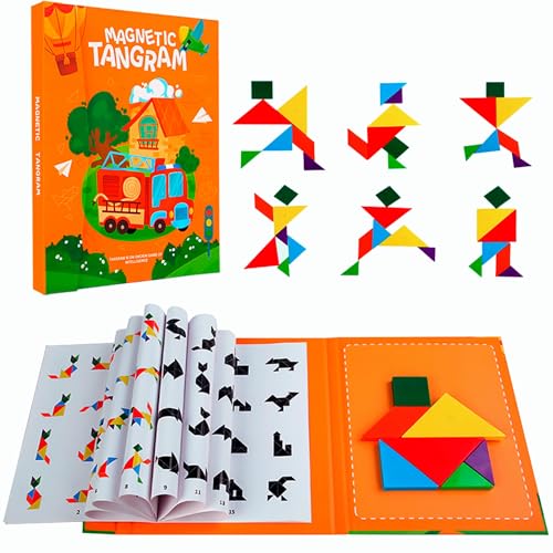 ALPESU KIDS – Tangram magnetisch für Kinder ab 3 Jahren – Montessori IQ Spiele & Lernspielzeug im Buchformat – Beschäftigung für Autofahrt & Reisen – Magnetspiel & kreatives Puzzle von ALPESU KIDS