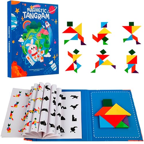 ALPESU KIDS – Tangram magnetisch für Kinder ab 3 Jahren – Montessori IQ Spiele & Lernspielzeug im Buchformat – Beschäftigung für Autofahrt & Reisen – Magnetspiel & kreatives Puzzle von ALPESU KIDS