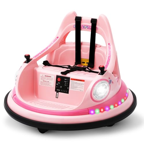 Elektrisches Auto für Kleinkinder und Kinder im Alter von 1,5–6 Jahren, 12 V, mit Fernbedienung, 2 DIY-Aufkleber, 360-Grad-Drehung, Lichter, Geräusche, Rosa Elektrisches Auto für Kleinkinder und Kinder im Alter von 1,5–6 Jahren, 12 V, mit Fernbedienung, 2 DIY-Aufkleber, 360-Grad-Drehung, Lichter, Geräusche, Rosa von ALPHAKIDS