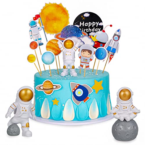 ALTcompluser 25 Stück Astronauten Tortendeko, Weltraum Kuchen Deko Weltraum Tortendeko Geburtstagstorte Topper für Junge Mädchen Kindergeburtstag von ALTcompluser