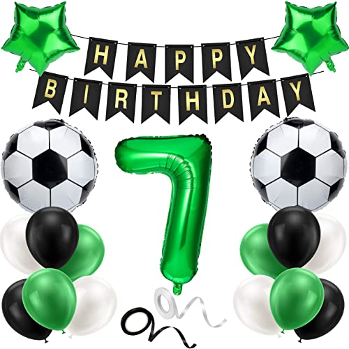 ALTcompluser Fußball Luftballon 7 Geburtstag Deko Grün 7.Geburtstagsdeko Jungen Happy Birthday Girlande Deko Ballons für Kinder Junge Geburtstag Party Fußball Deko(7th) von ALTcompluser
