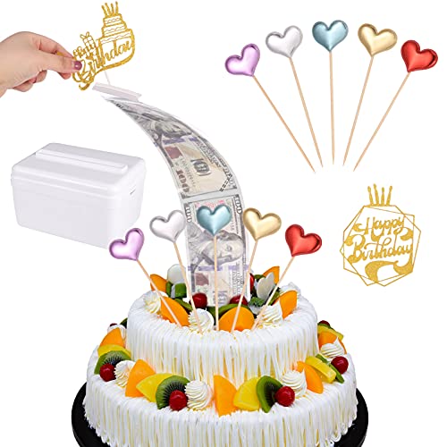 ALTcompluser Kuchen Geburtstag Spardose Geld Ziehen mit 100 Stück Klarsichtbeutel, 2 Happy Birthday und 5 Herz CakeTopper, Tortendeko Geburtstag Mädchen, Kuchen Deko für Größe in 8 Zoll oder Größere ALTcompluser Kuchen Geburtstag Spardose Geld Ziehen mit 100 Stück Klarsichtbeutel, 2 Happy Birthday und 5 Herz CakeTopper, Tortendeko Geburtstag Mädchen, Kuchen Deko für Größe in 8 Zoll oder Größere von ALTcompluser